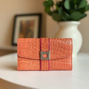 Brighton Y2K Pink Croc Embossed Mini Lipstick Wallet with Heart Clasp